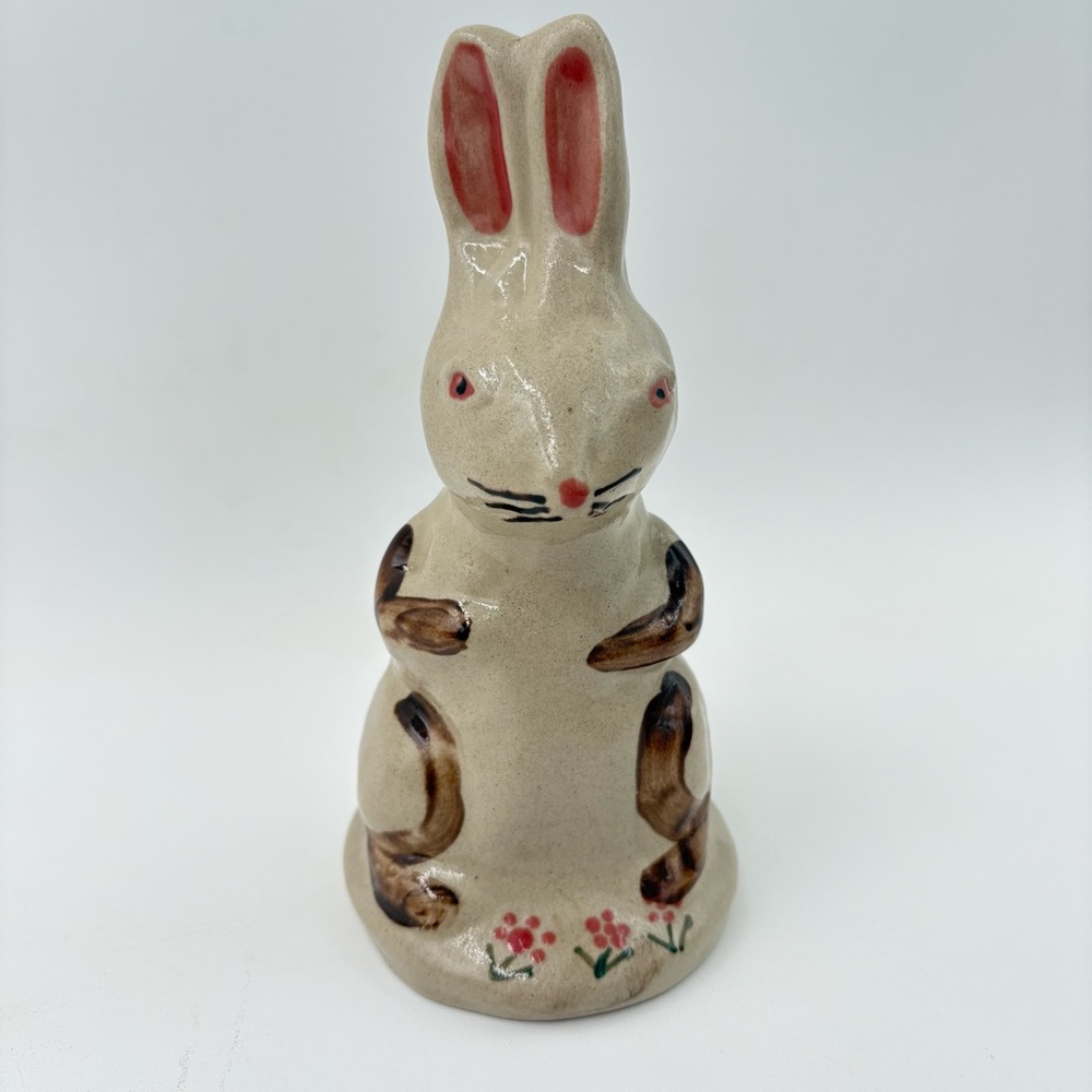 Vintage Beaumont Brothers Pottery Ohio Salt Glazed Cobalt Bunny Rabbit Bank